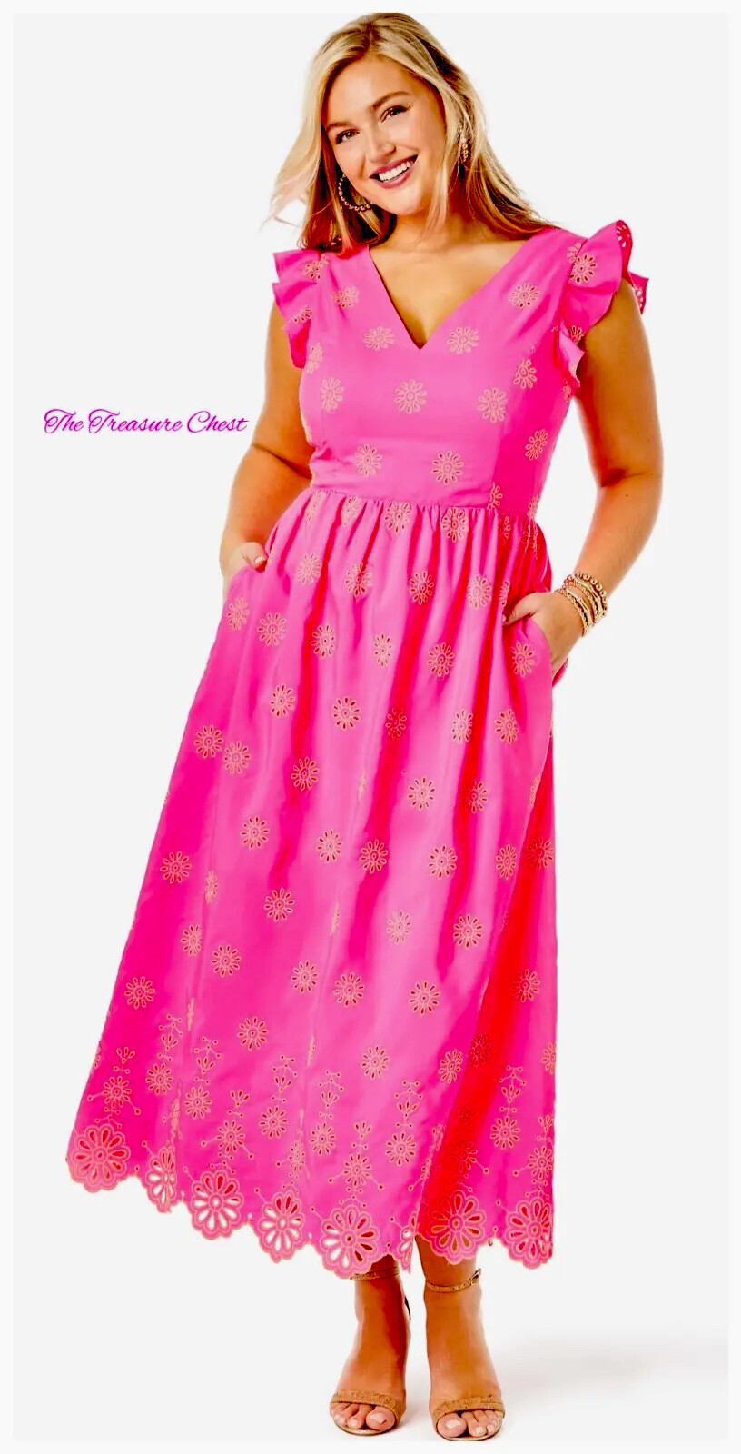 Lilly Pulitzer NWT Lillyanne Eyelet Midi Dress Days Bloom $278 Size 12,14,16