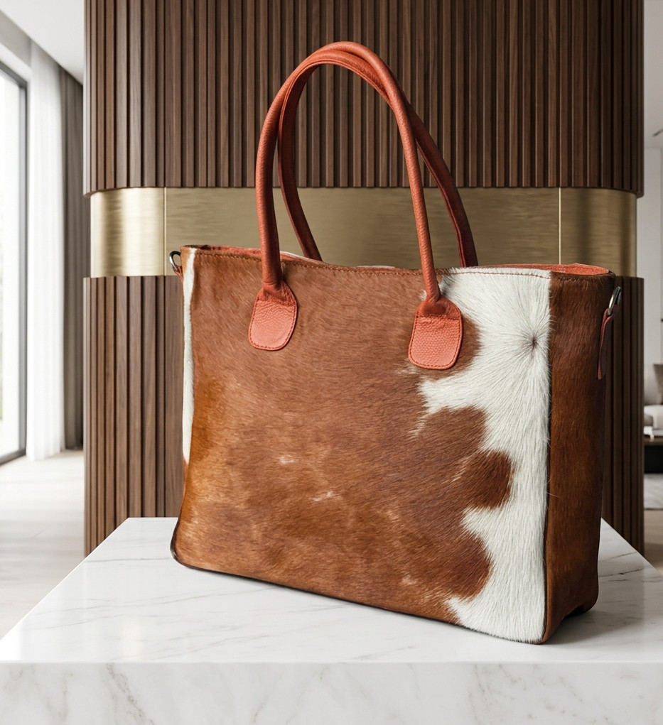 Handmade Cowhide Leather Shoulder Tote Bag Women Fashion Handbag