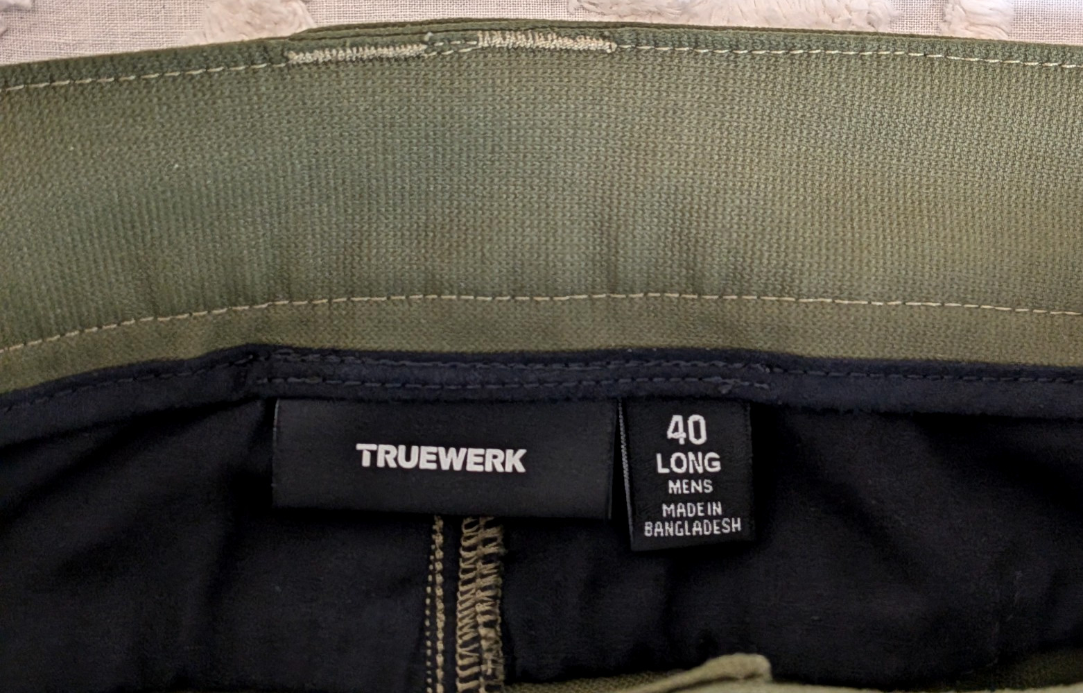 Truewerk EDO Werkpant Men’s 40×33 Green Pants Technical Performance Work 40 Long