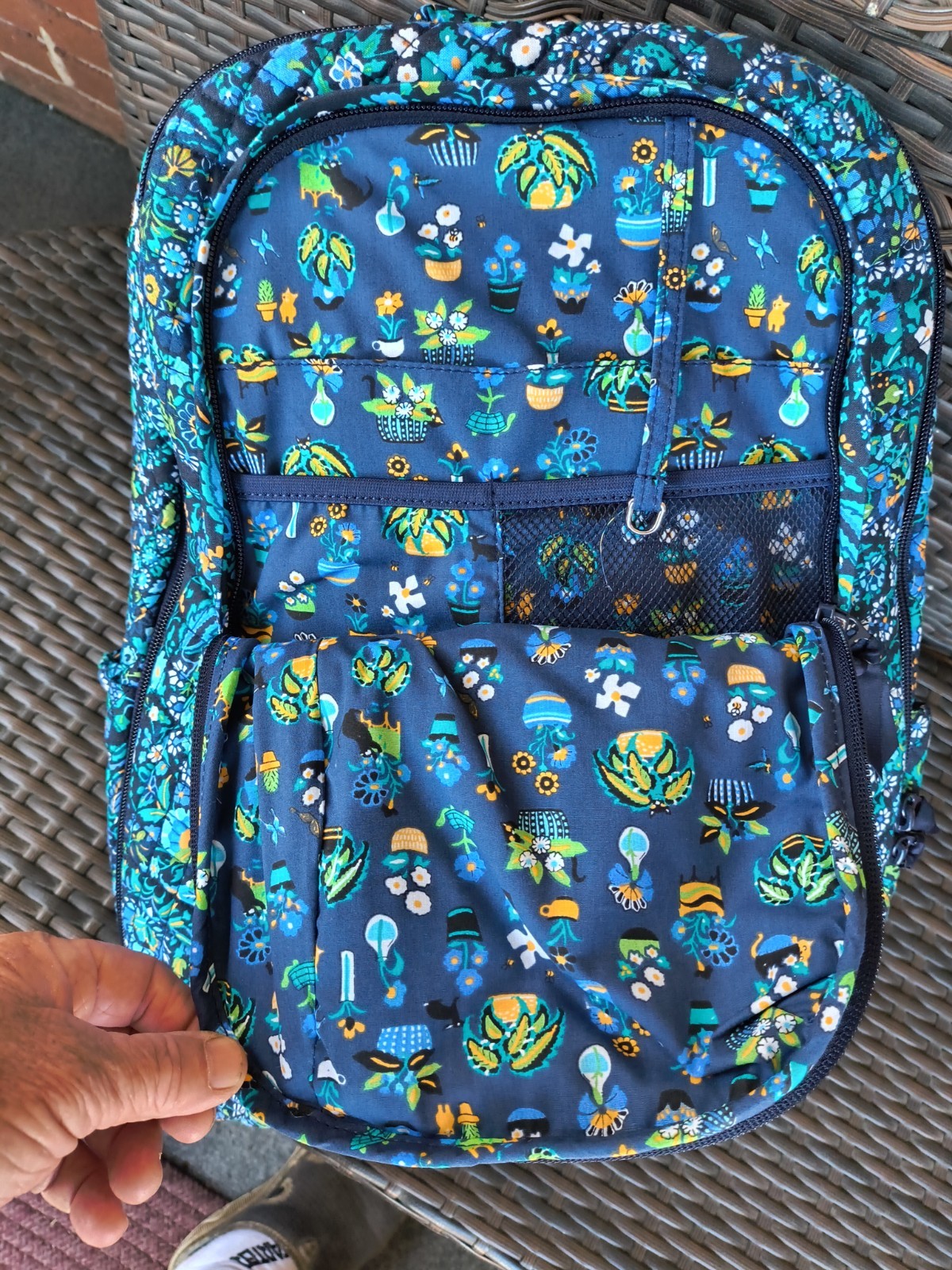 Vera Bradley Essentials large backpack Go Fish Blue Geometric Preppy Beach