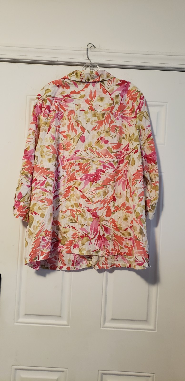 Karen Scott Women’s 2X MULTICOLORED Floral Button Up 100% Cotton Shirt