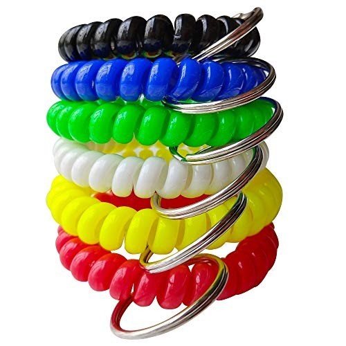 Wrist Keychain Spring Spiral Stretch Coil Wristband Key Ring Key Chain, for …