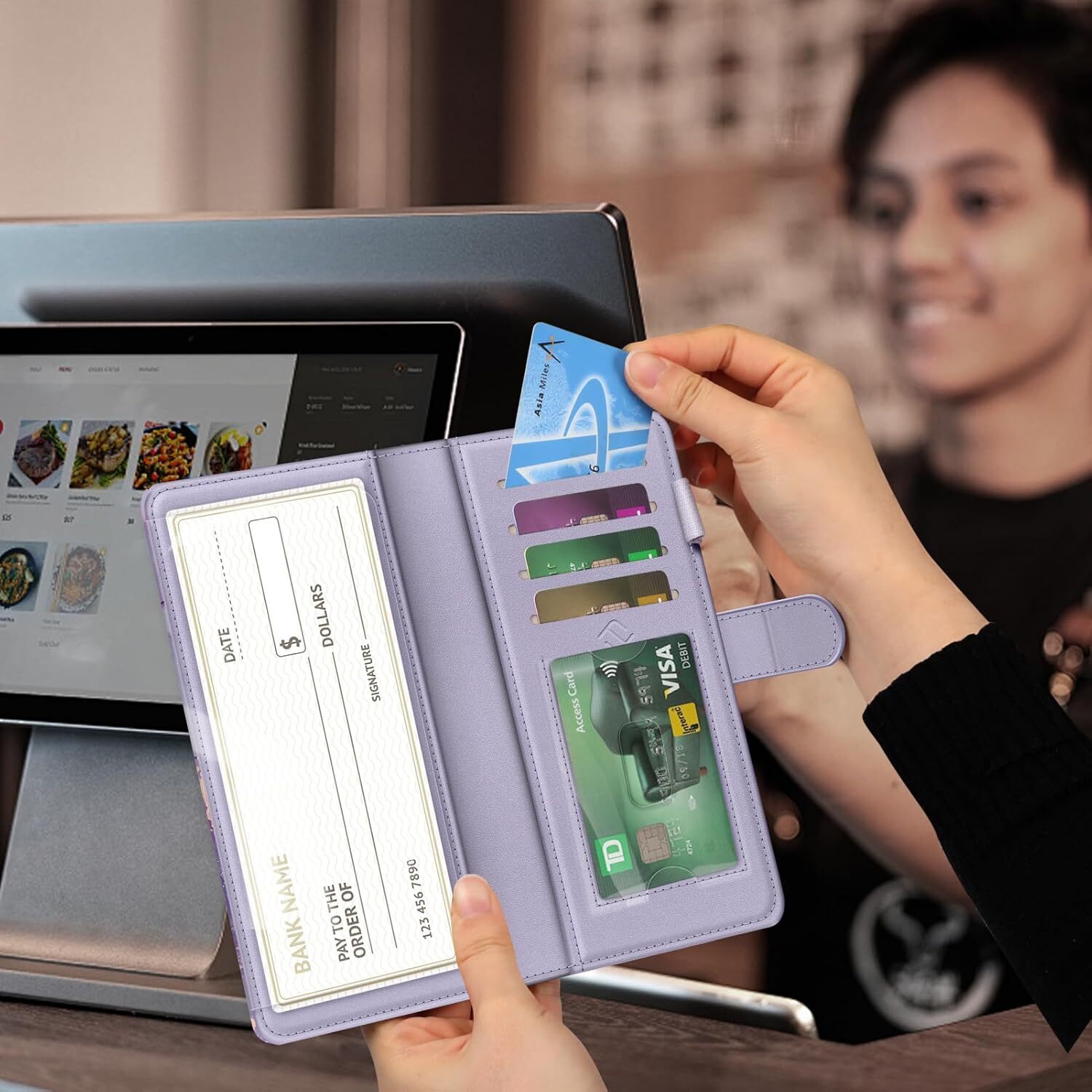 Checkbook Cover for Personal Checkbook RFID Blocking Register Duplicate Checks