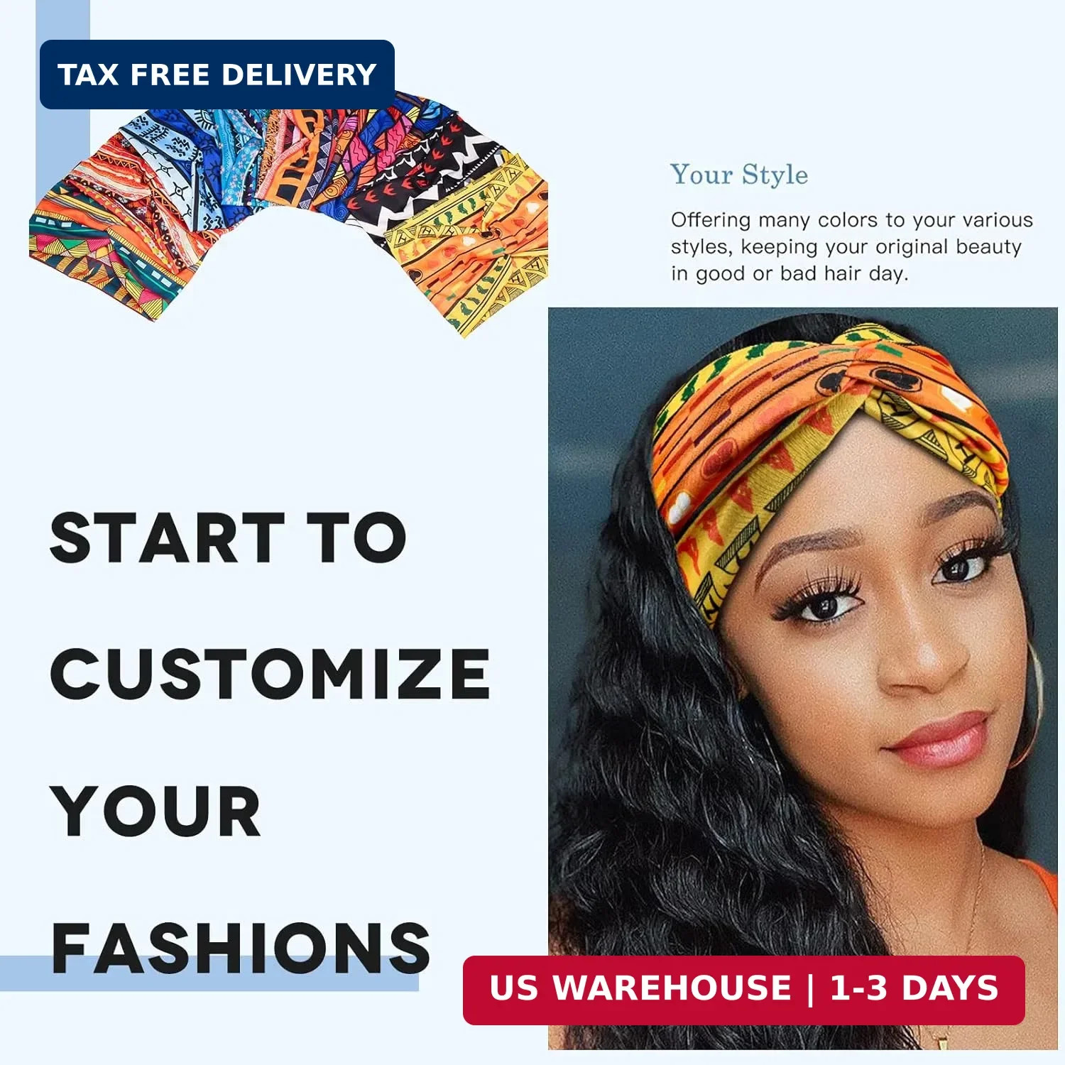 Wide African Headbands for Women Boho Twist Head Bands Elastic Turban Headwraps