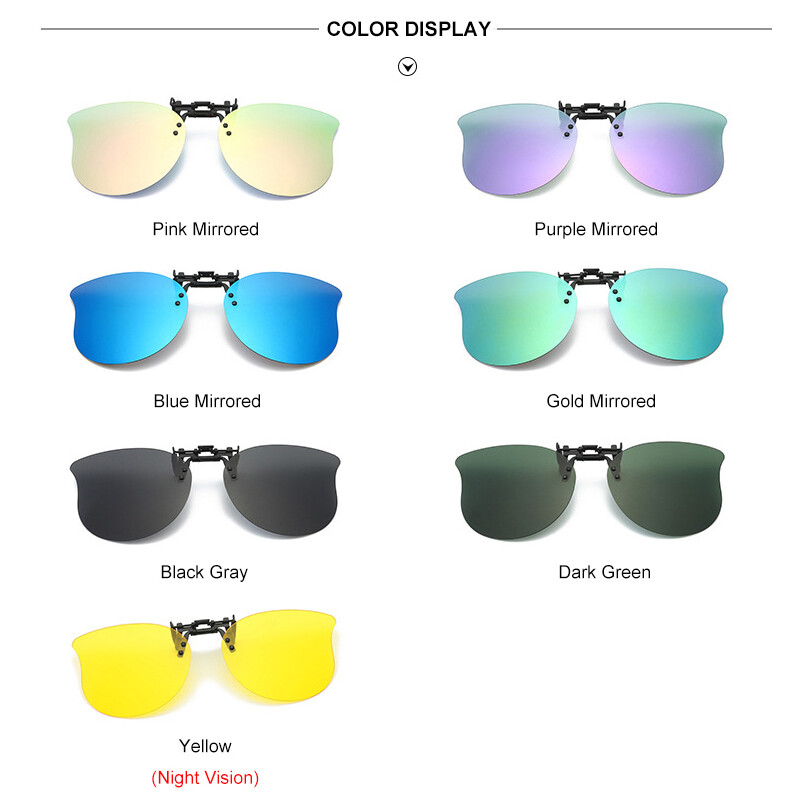 Polarized Clip-on Sunglasses Rimless Flip Up Lens Fit Over Prescription Glasses