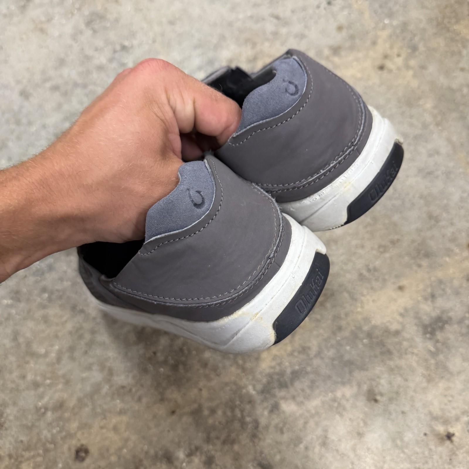 Olukai Lae’ahi Slip On Sneakers Shoes Mens 10.5 Grey Gray Mesh Casual