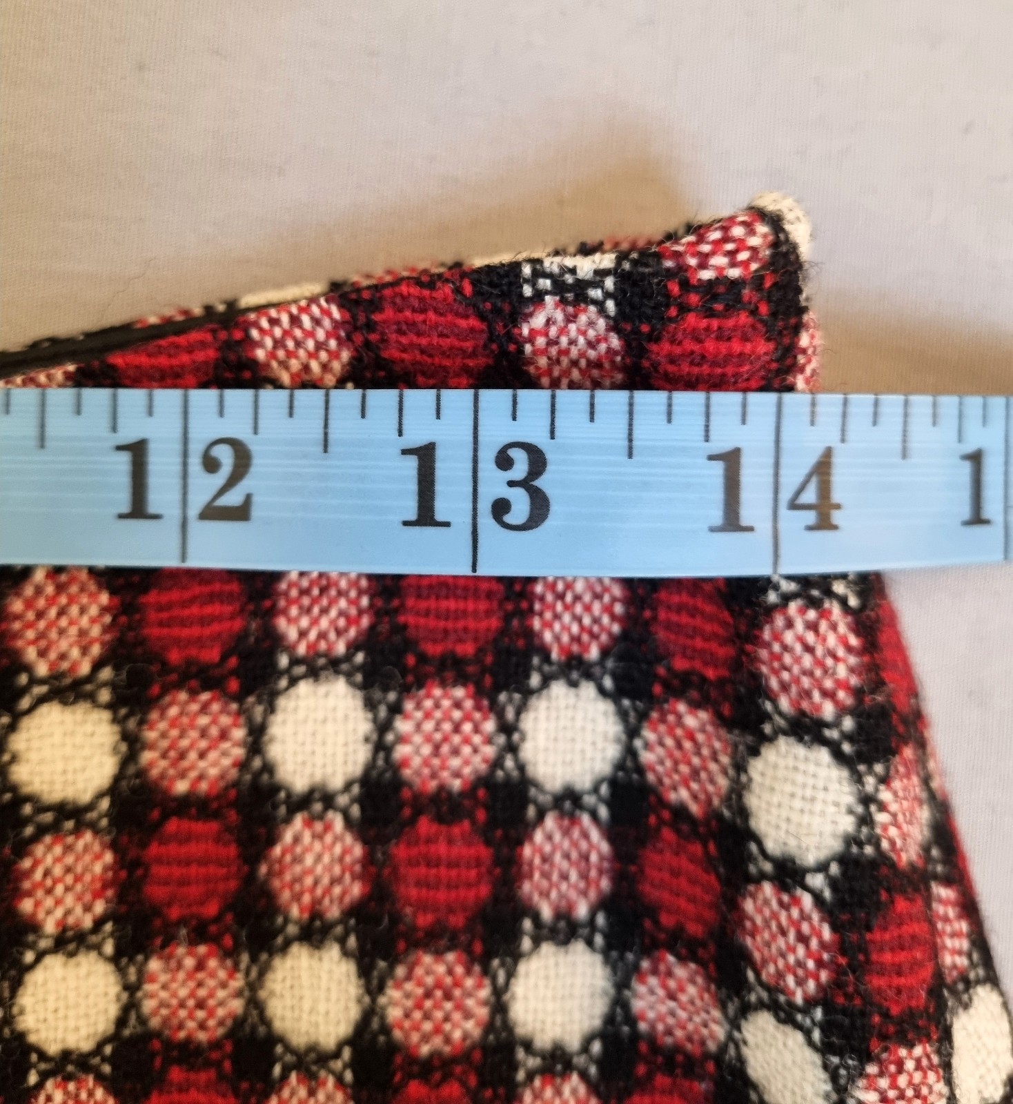 Hobbs Tweed Skirt Size 8 Waist 28 in Red White Black Cirrcle Check Wool