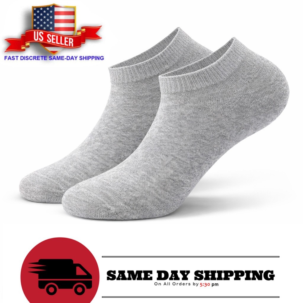 3-9 Pairs Mens Plain Solid Cotton Sports Ankle Athletic Socks Low Cut Size 8-12