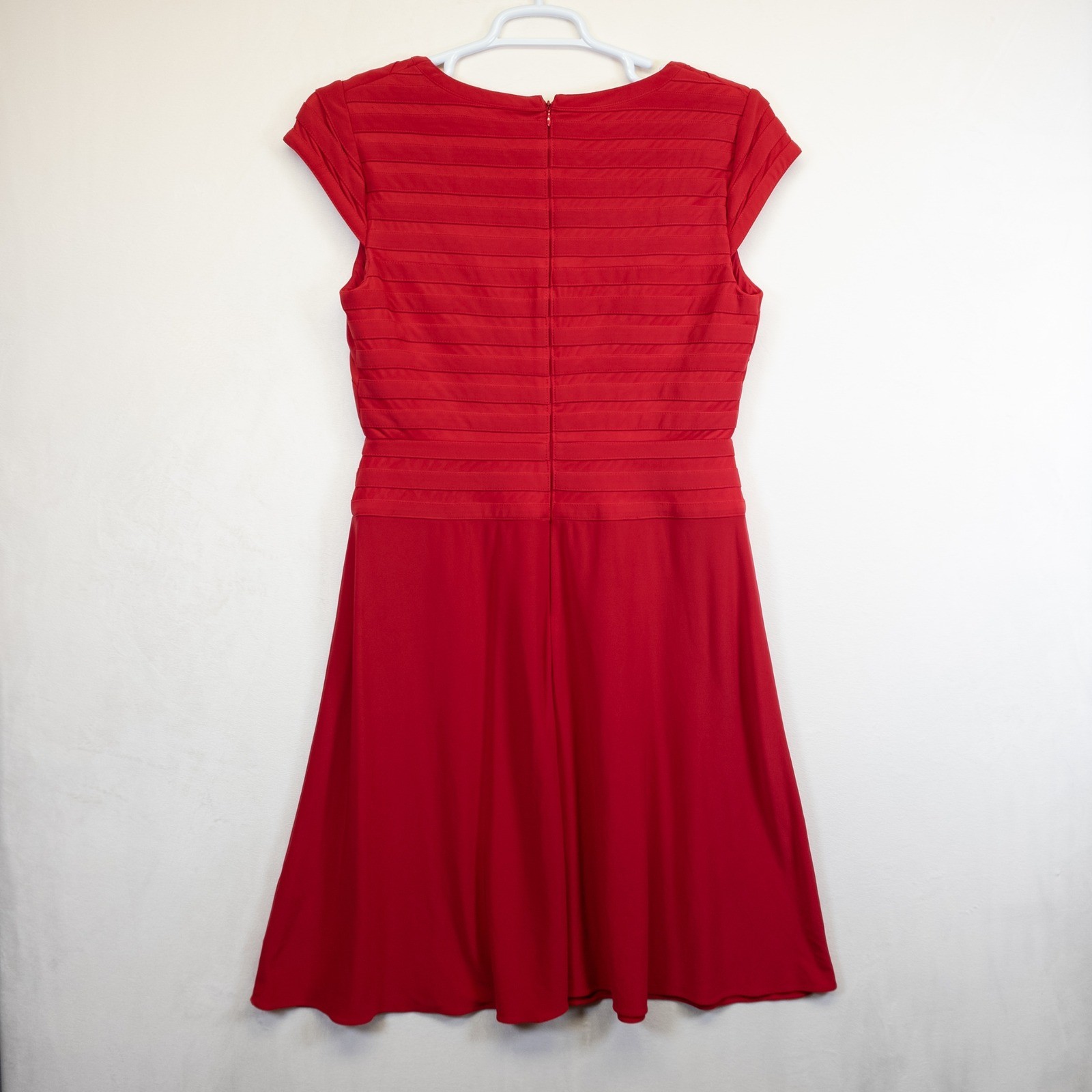 Adrianna Papell Dress Womens 12 Red Fit Flare Classic Romantic Chic Minimalist