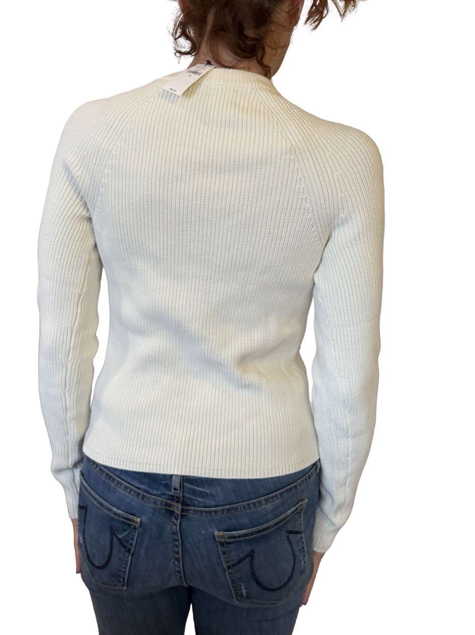 BANANA REPUBLIC Ribbed Crew-Neck Pullover Sweater XS Minimalist Snow Day NWT