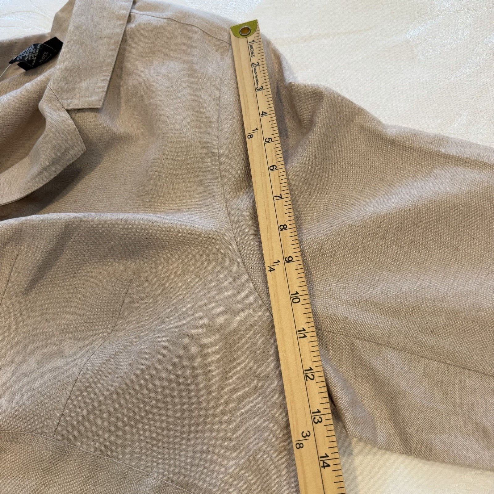 LANE BRYANT Size-28 Womens Linen Blend Blazer Lightweight Natural Beige