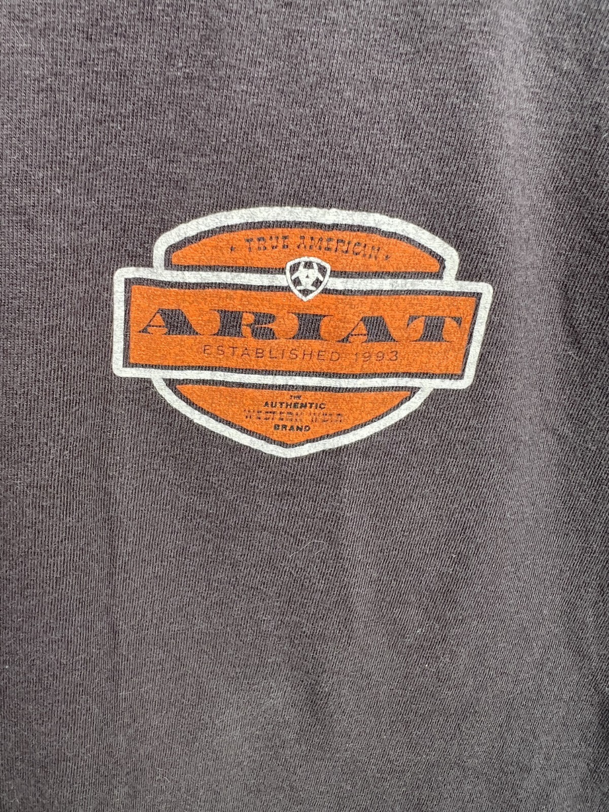 Ariat TShirt Mens Medium Charcoal Grey Orange True American Cotton Tee Patriotic