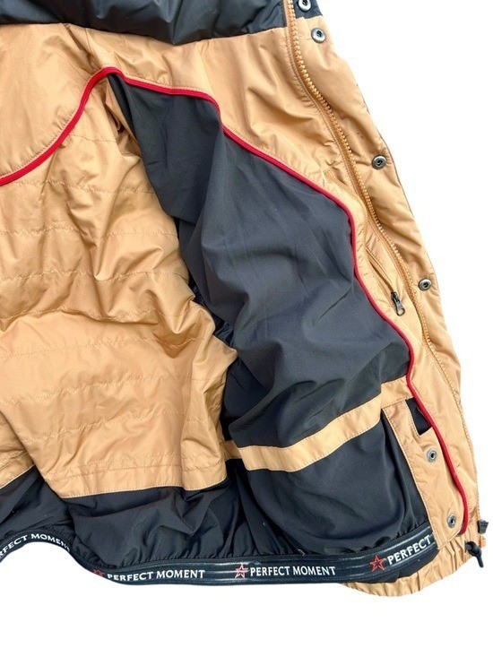 PERFECT MOMENT Moment Tan 2-Tone Quilted Shell Goose Down Ski Jacket Womens Sz L