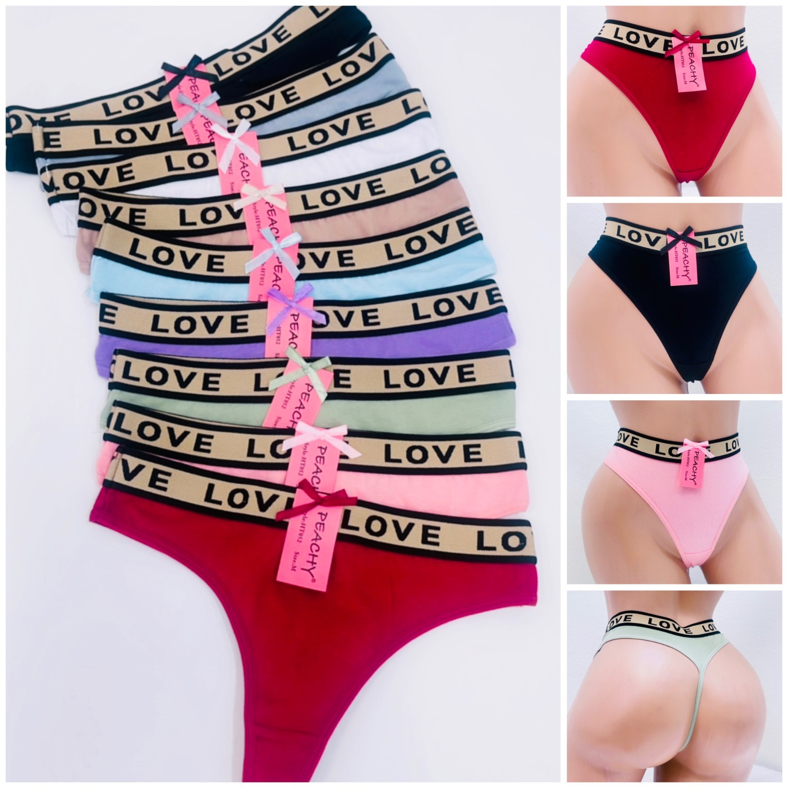 Love Women Cotton Panties Thongs G-string Bikini T-back Underwear Lot of 6 pack