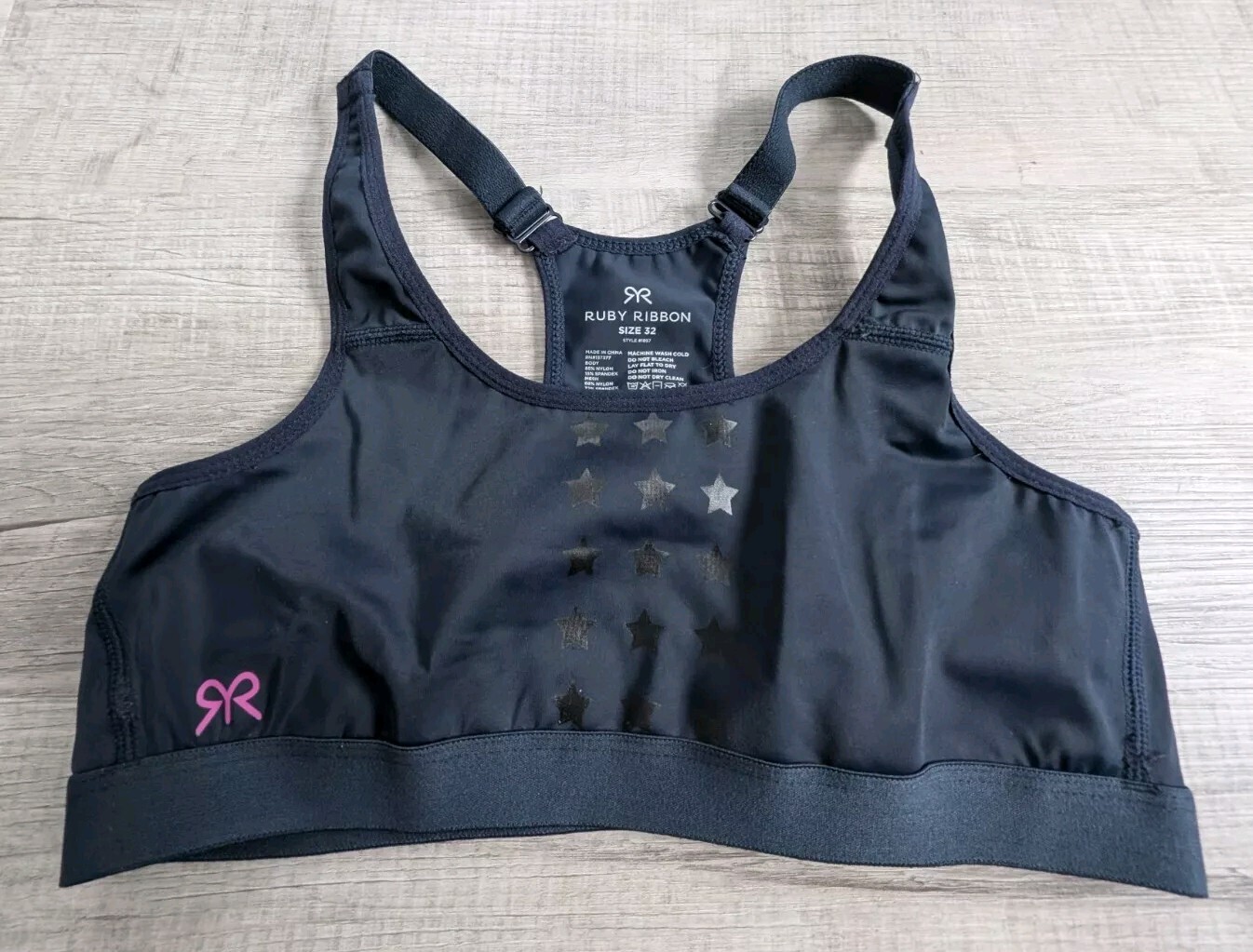 Ruby Ribbon Limited Edition Starlight Sport Bra Demiette Size 32 Navy Stars