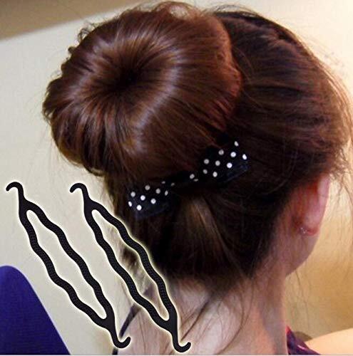 6 Count Bun Maker Hair Holders – Plastic Black 21.5 x 3.8cm/ 8.5inch x 1.5inc…