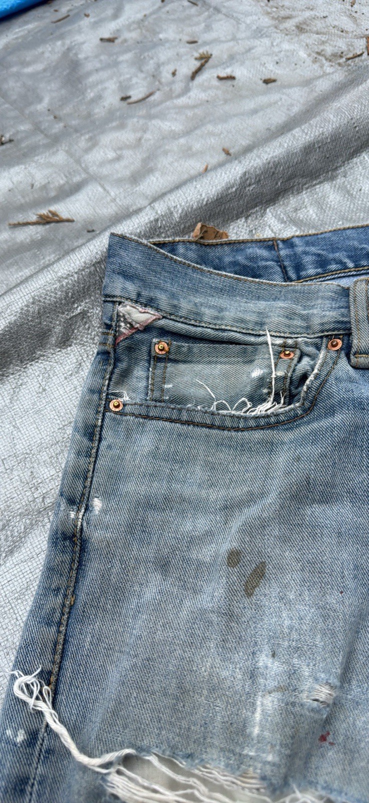 Polo Ralph Lauren Mens Distressed Light Wash Straight Leg Denim Jeans Blue