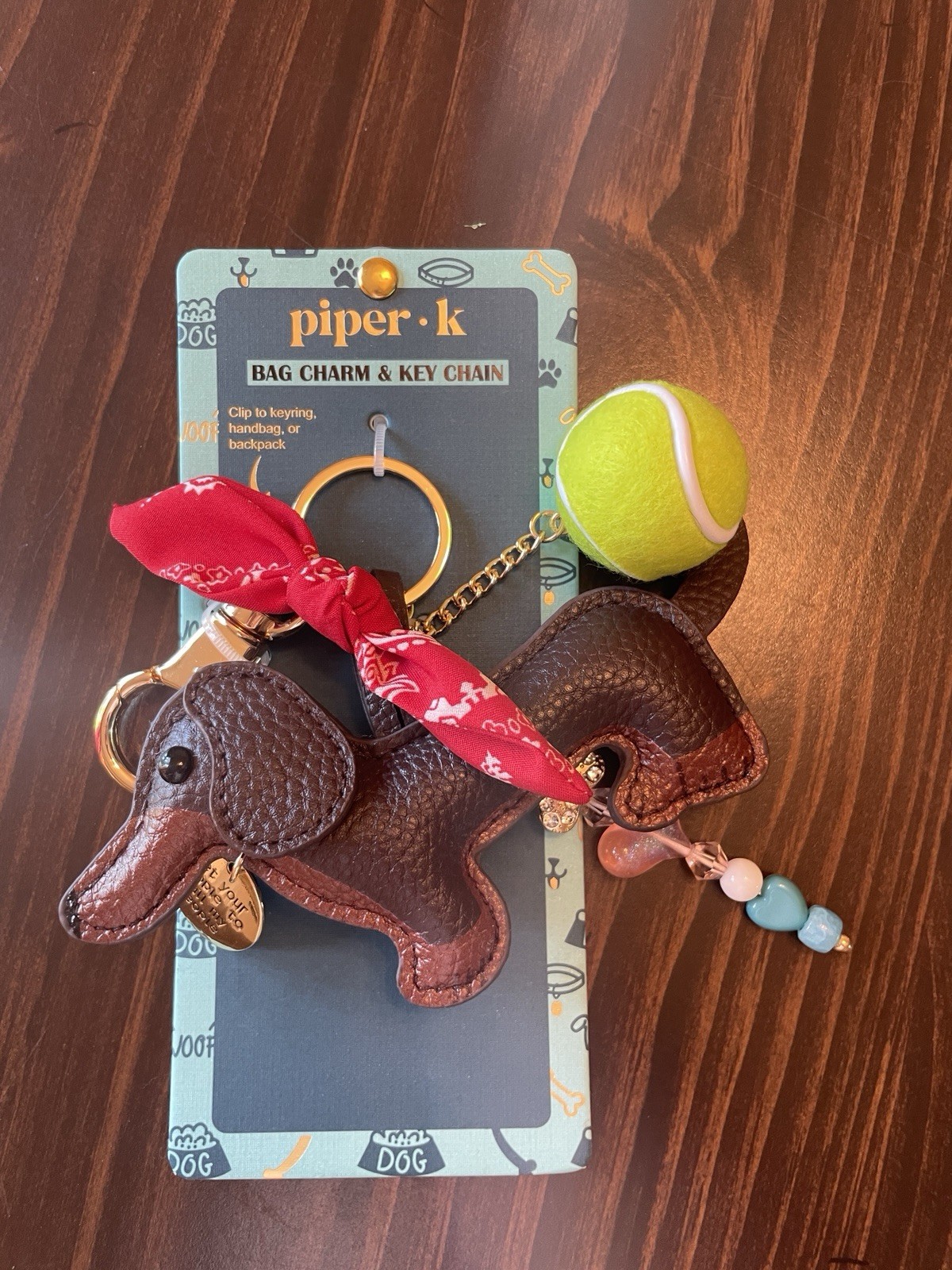 Piper K Dachshund Bag Charm Key Chain (wiener Dog, Bandana, Tennis Ball)