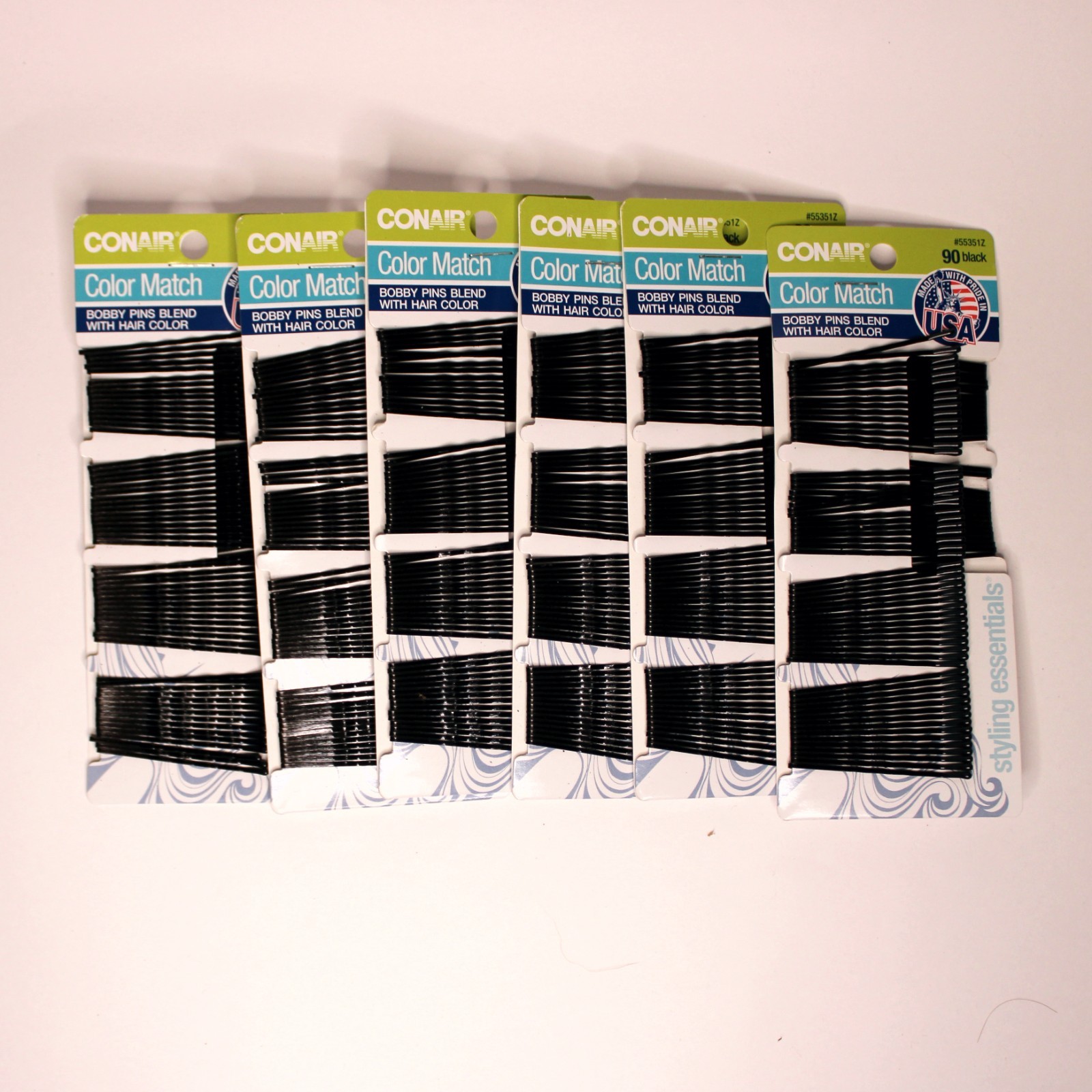 Conair Bobby Pins Black 2″ – 6 Packs (90 Each, 540 Total) – Made in USA – Secure