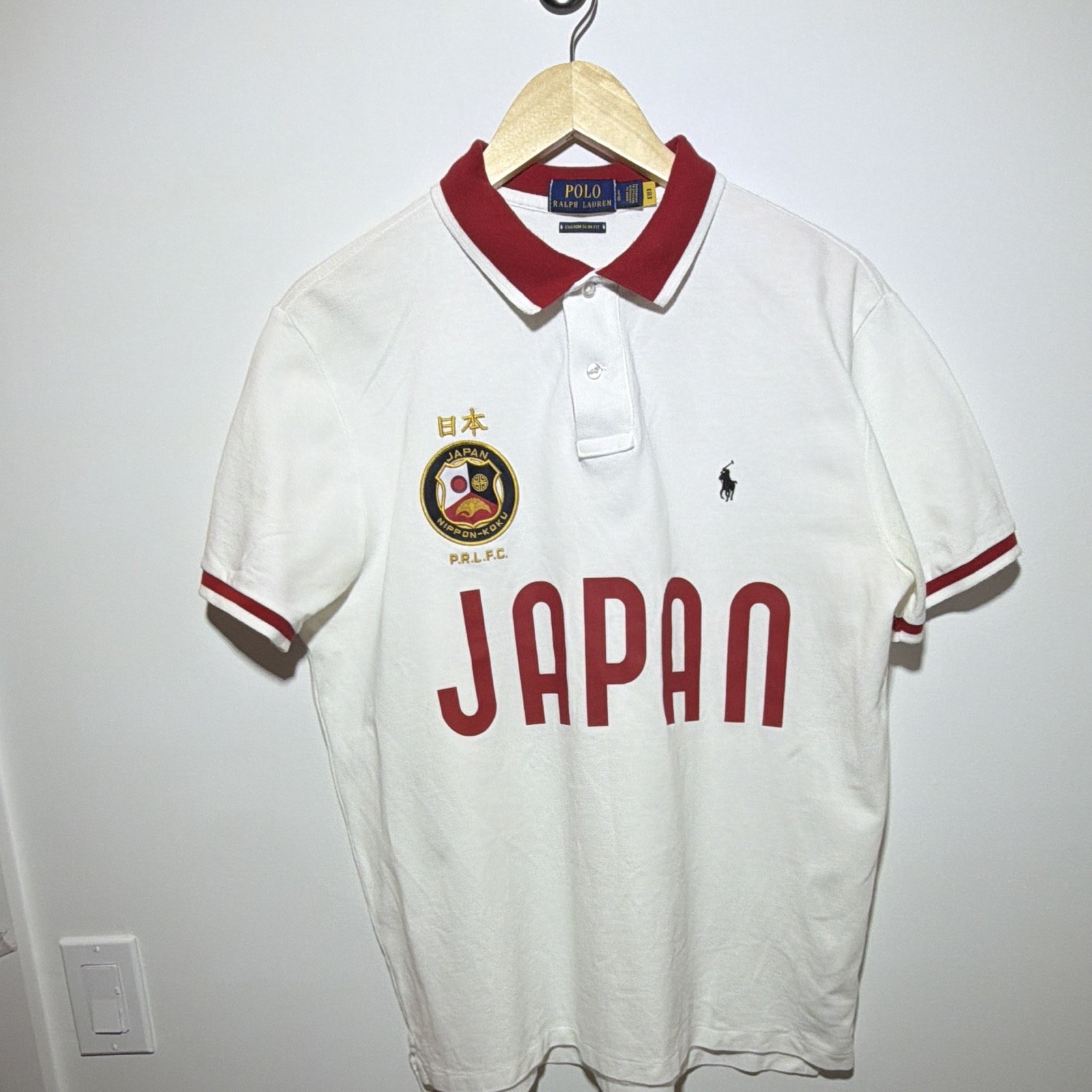Polo Ralph Lauren Custom Slim Fit Japan Graphic Piqué Polo Shirt White/Red L