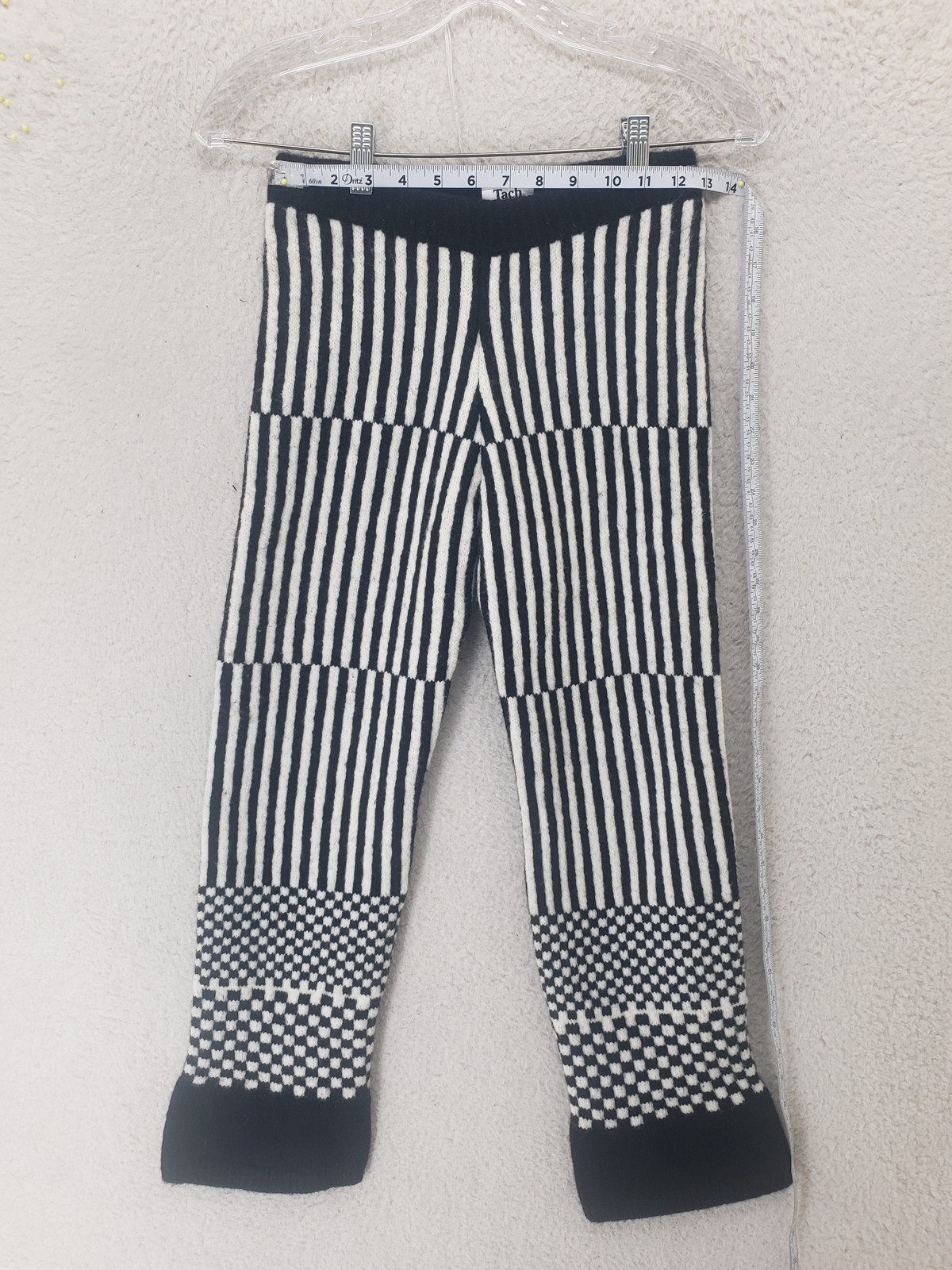 Tach Clothing Pants Womens XS Wool Knit Striped Checkered Pattern Warm