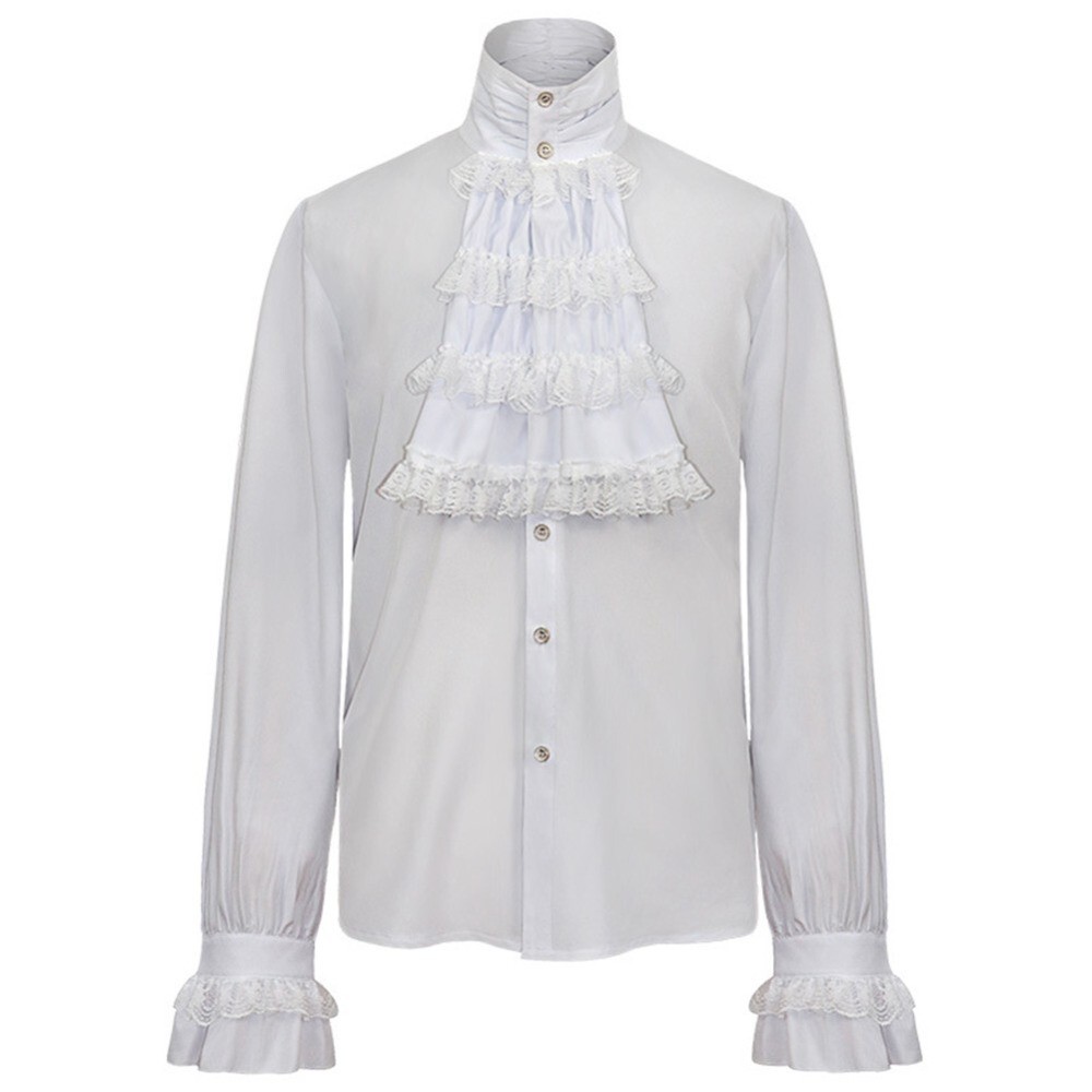 Men Vampire Victorian Renaissance Blouse Tops Gothic Ruffled Medieval Shirt