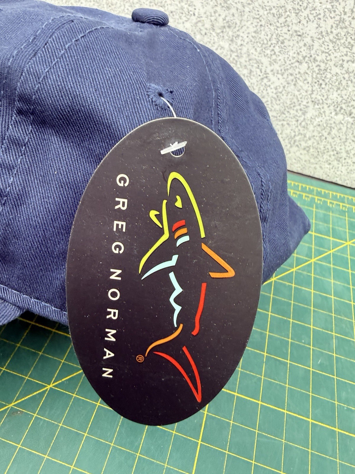 Greg Norman Dark Blue Embroidered Shark Logo Strapback Golf Hat Cap – New!