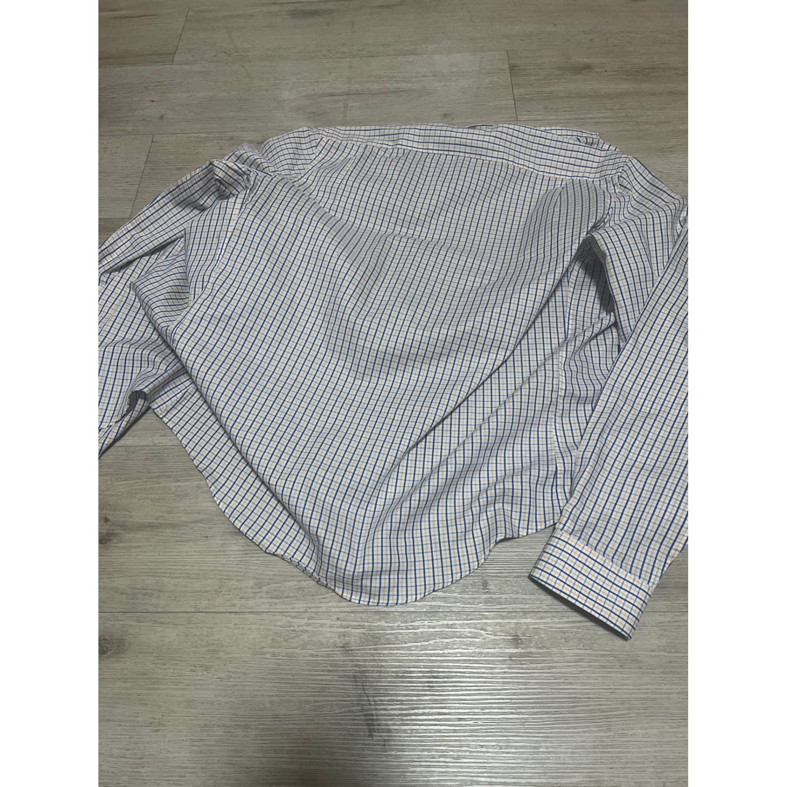 Ben Sherman Mens Sz Med Plaid Strech Button Up Shirt White Blue Yellow GBH Blitz