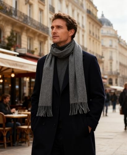 Winter Scarf for Men Women – Soft Warm Cashmere Feel Scarves Long Medium Grey