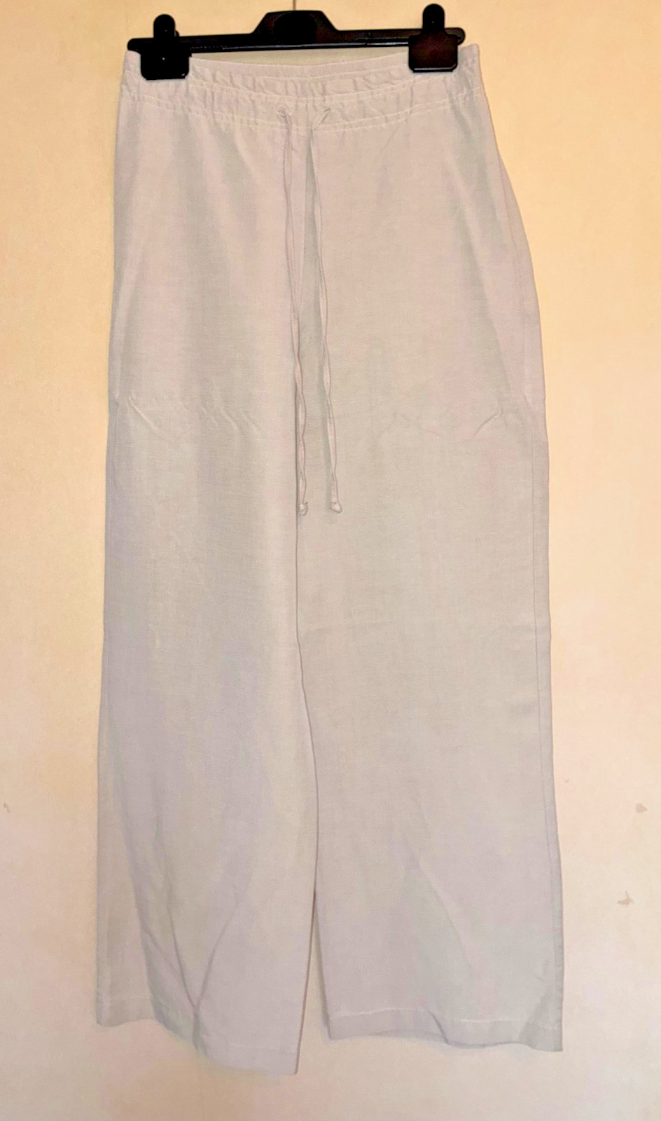 Natural Beige Casual Trouser. George 10. Draw Waist. Straight Leg. Linen Blend