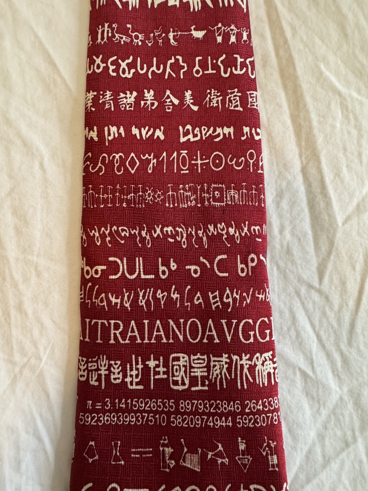 Josh Bach World Languages Red Men’s Silk Tie 58″ x 3.75″ USA / SEE DESCRIPTION