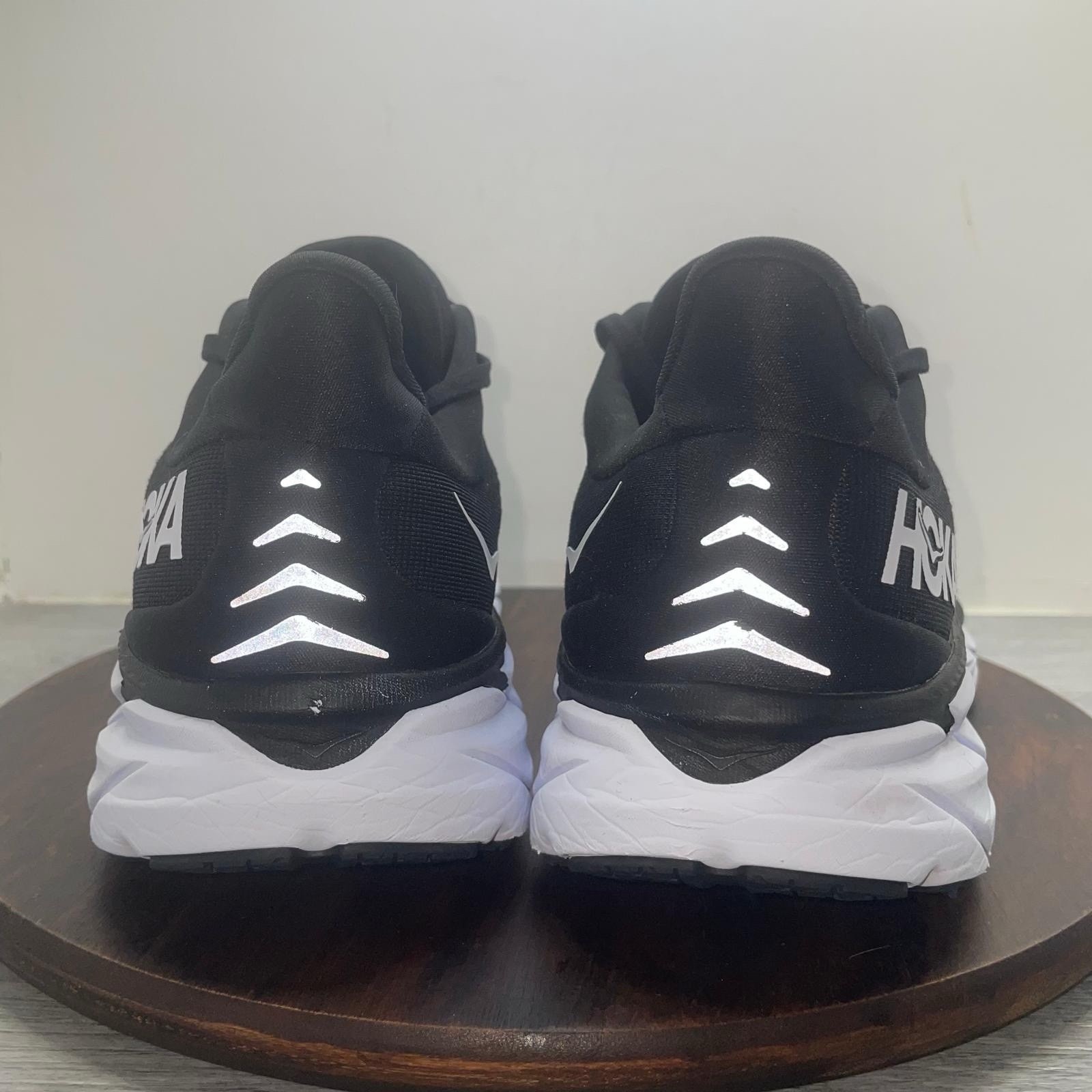 Hoka One One Clifton 8 Men’s 12.5 Black White Athletic Running Shoes Sneakers