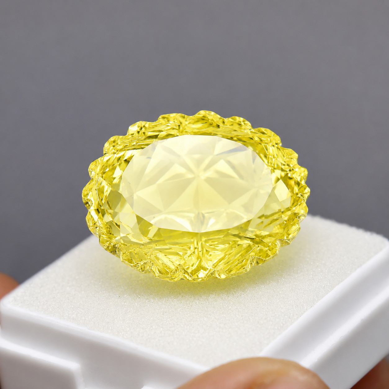 Natural Yellow Lemon Quartz Flower Shape Oval Cut Loose Gemstone 27.70Ct
