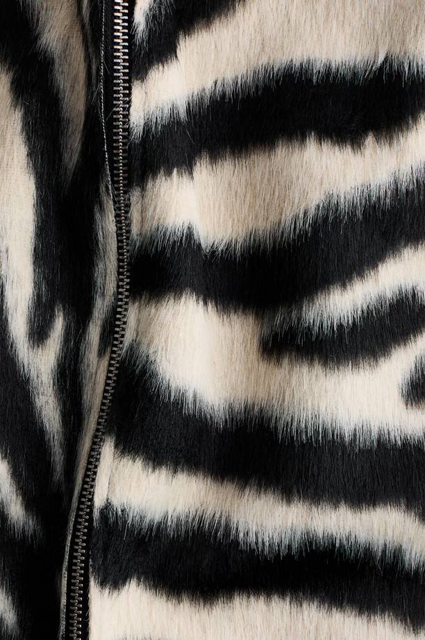H&M Zip-Front Napped Finish Skirt Black Zebra Print 1322799004 XS,S,M,L,XL,XXL