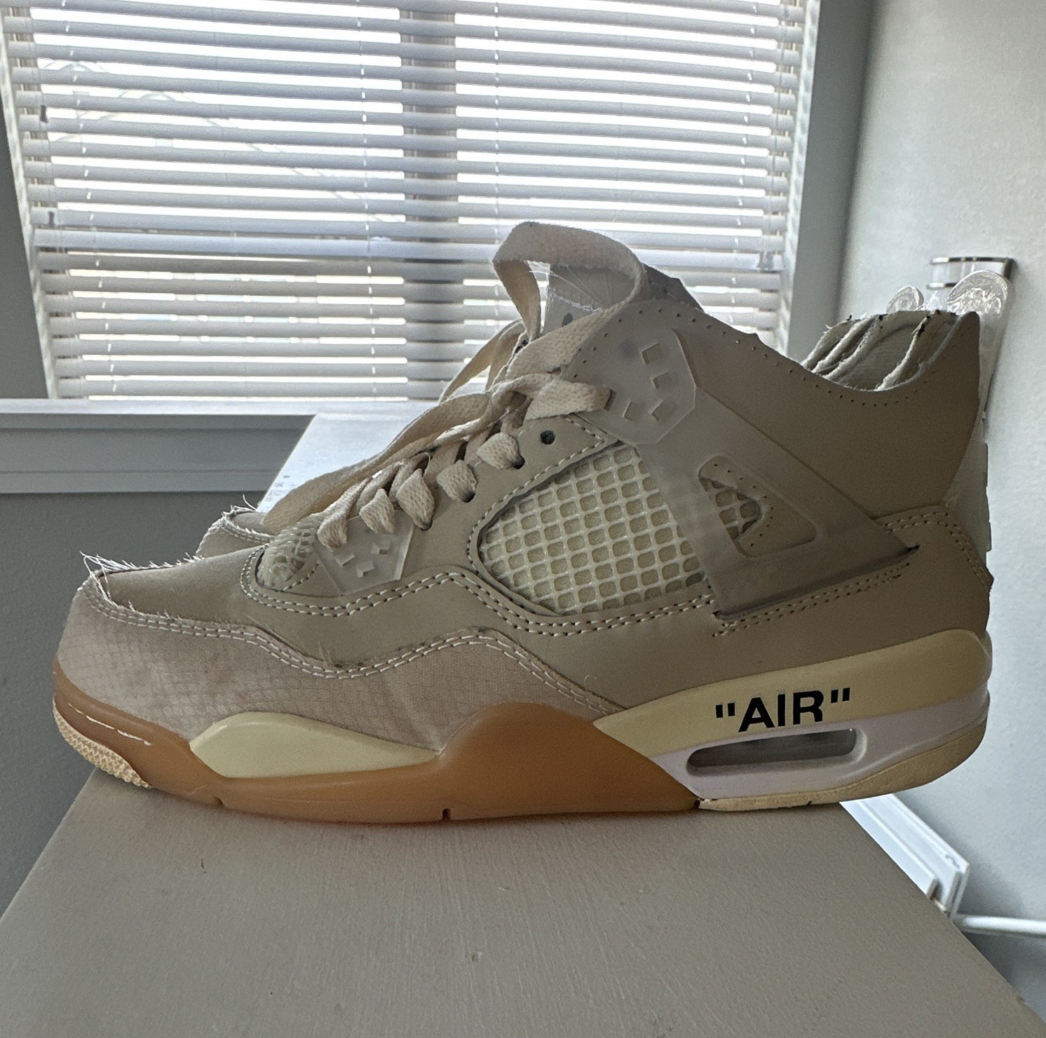 Nike Air Jordan 4 Men’s Beige Mid Top Lace Up Athletic Sneaker