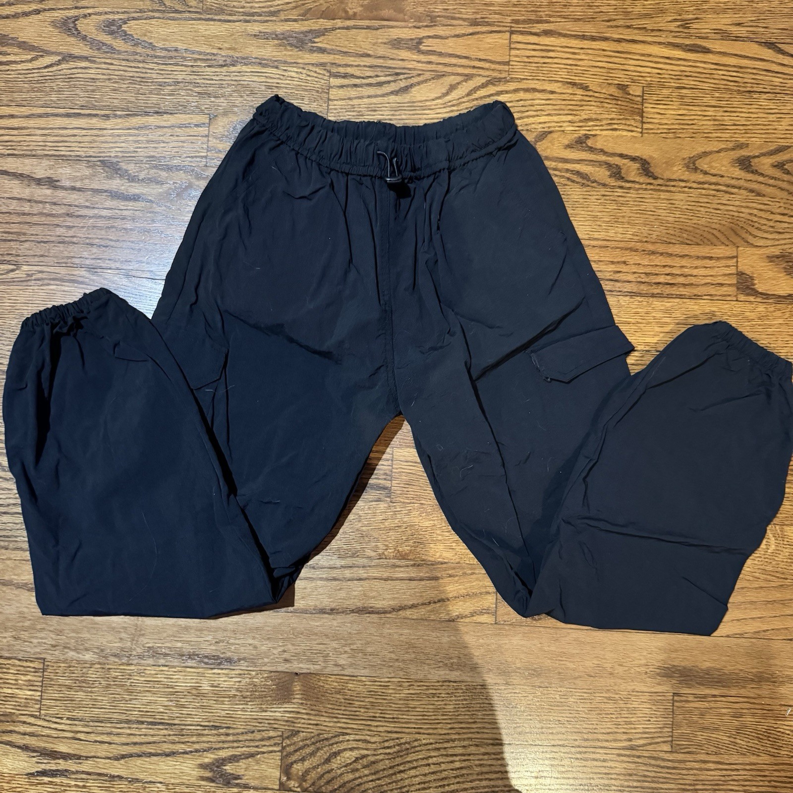 Art Class Teens Black Cargo Pants L (10/12) Solid Pockets Elastic Drawstring
