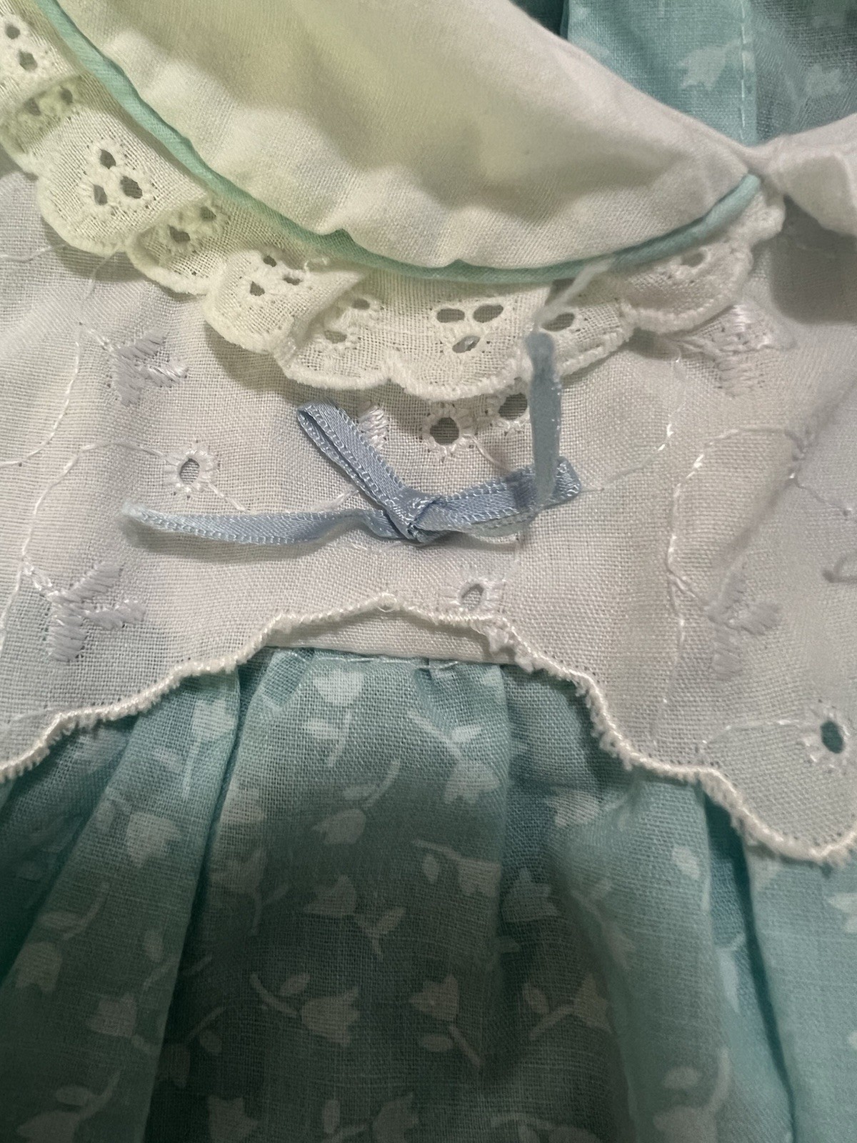 Vintage Cuties By Judy Baby Girl Bubble Romper Eyelet Lace Peter Pan Collar 3/6M