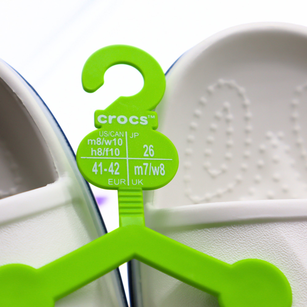 Crocs Unisex Bayaband Slides White/Navy 8 Men/10 Women – NEW