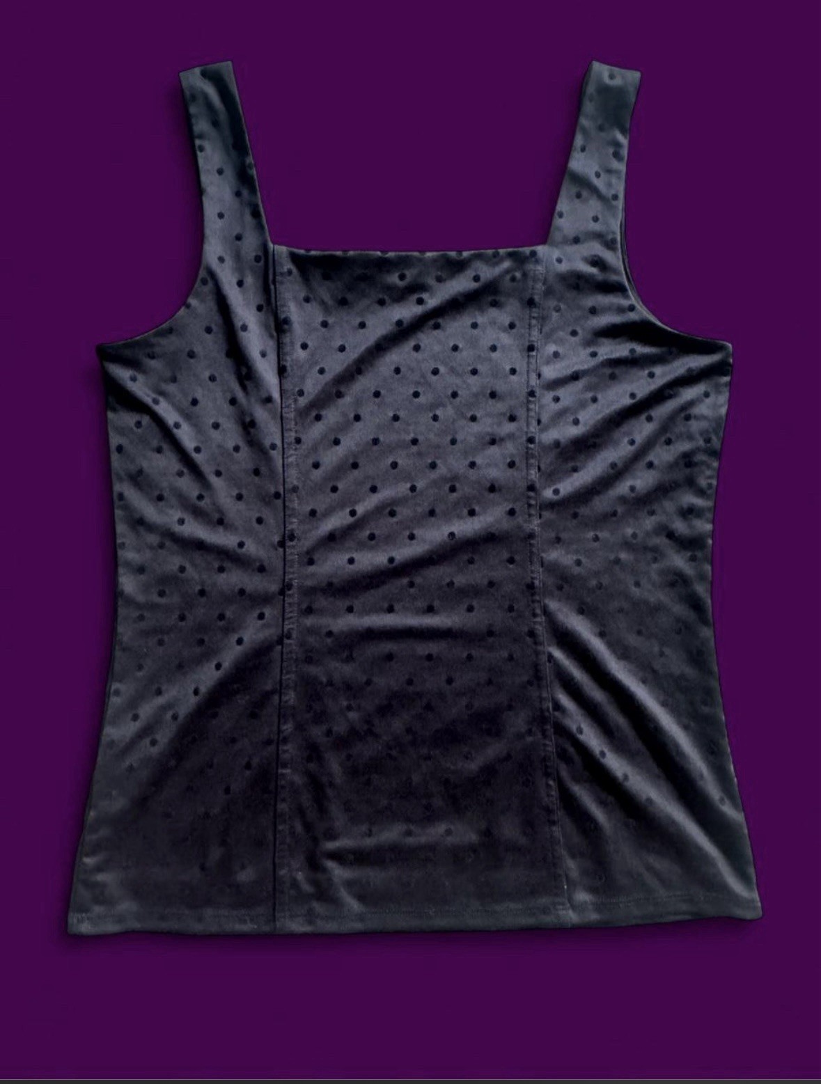 White House Black Market Black on Black Polka Dot Tank Top Size Medium