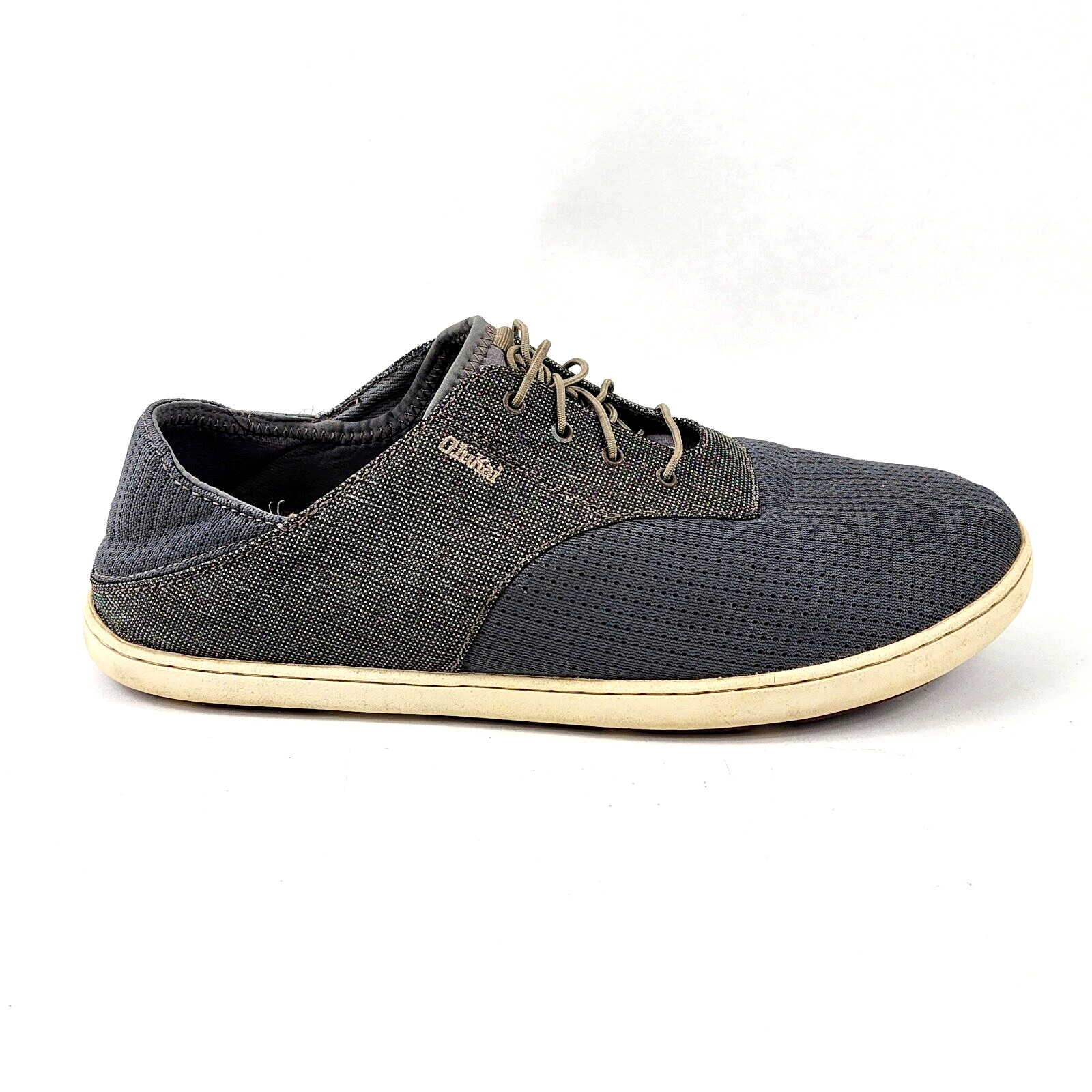 Olukai Nohea Moku Mens Size 10.5 Charcoal/Clay Textile Slip On Boat Shoes
