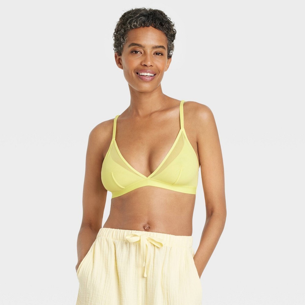 Auden Lime Green Yellow Mesh Bralette Bra Size Medium New