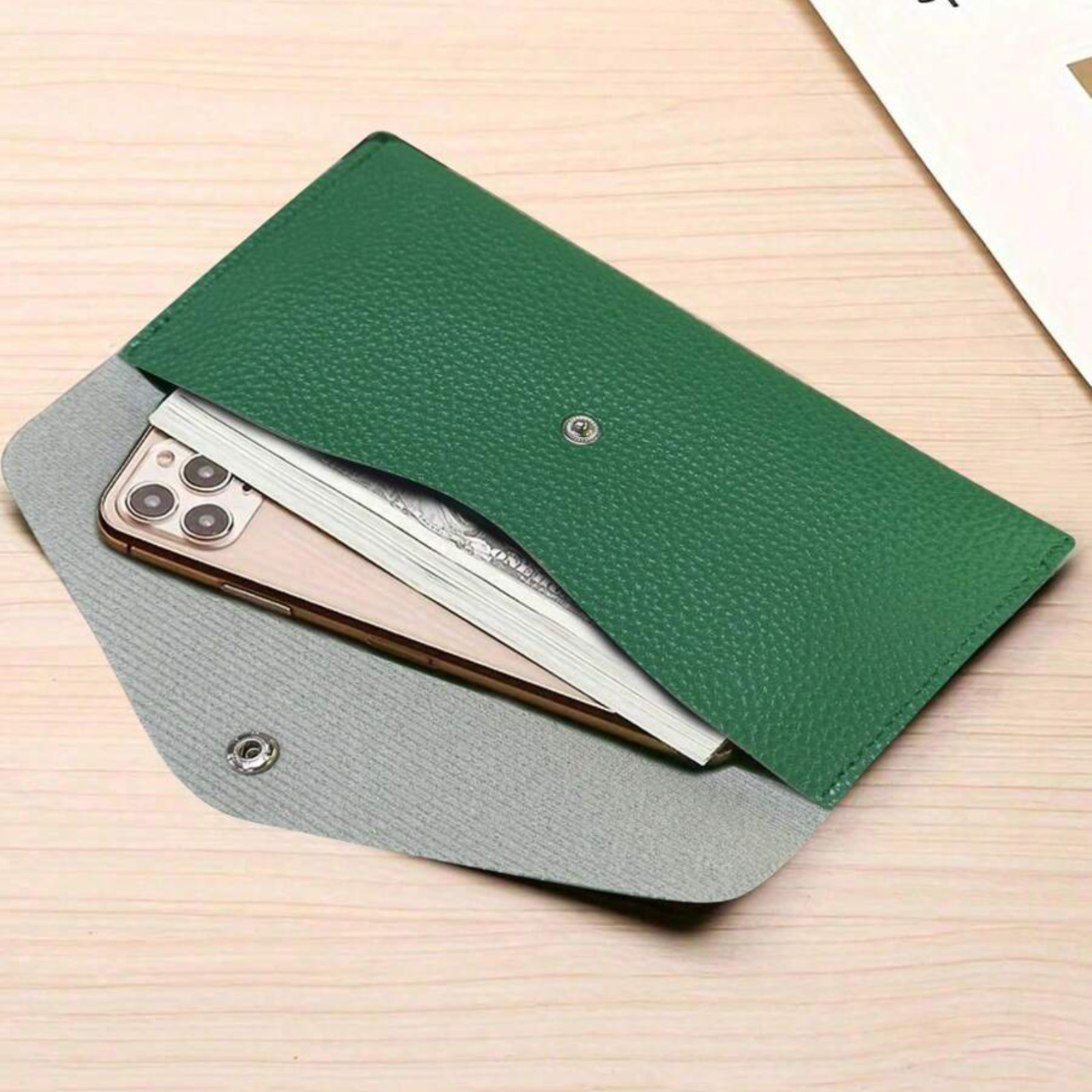Cash Envelope Wallet PU Leather Pouch Money Organizer Storage Bag Women Moneybag