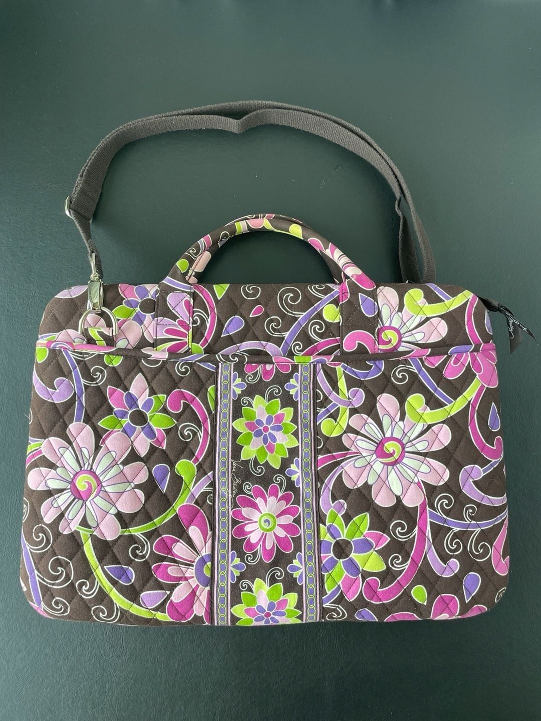 Vera Bradley Quilted Floral Laptop Computer Bag with Shoulder Strap