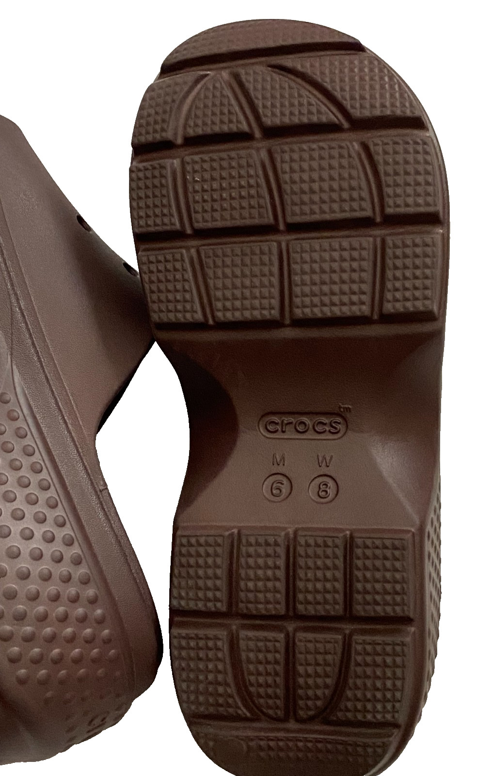 NWOT Crocs Stomp Unisex Platform Brown Slides Size US W 8 M 6