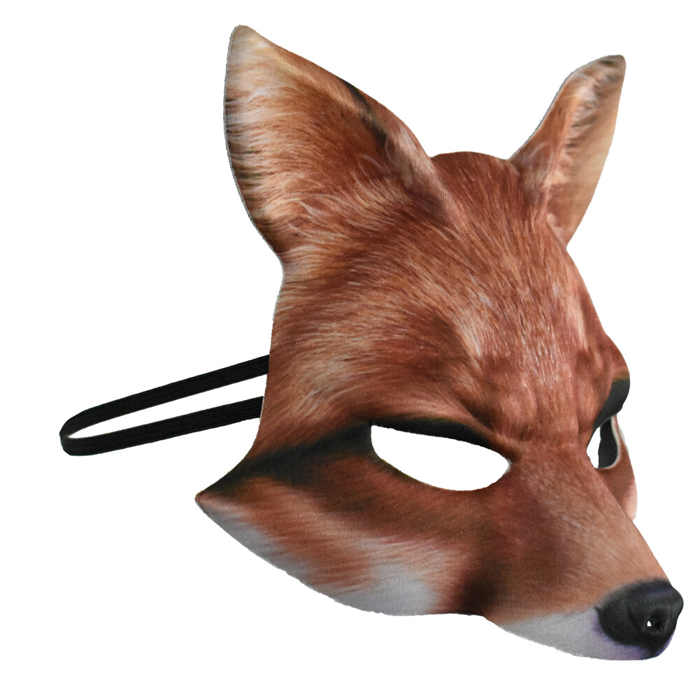 Adult Foam Realistic Printed Wild Animal Costume Mask Accessory Fox Brown