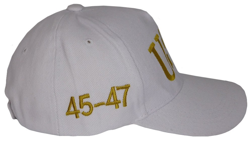 USA 3D Letters 45-47 Trump 2028 USA Flag White Cotton Embroidered Cap Hat