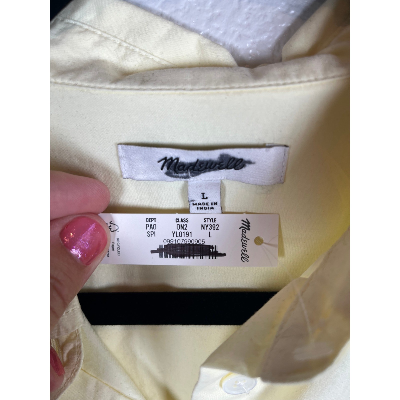 NWT Madewell The Easy Shirt in Poplin Sheer Pineapple Yellow Large