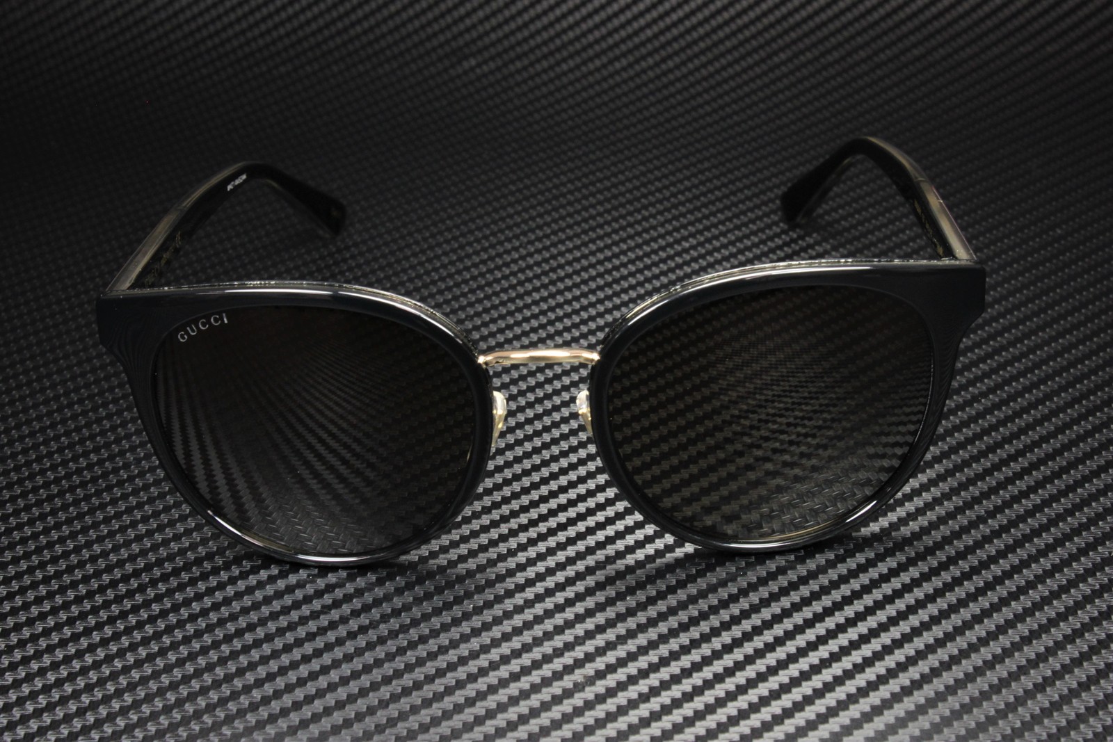 GUCCI GG0850SK 002 Round Oval Panthos Black Shiny Grey 56 mm Women’s Sunglasses