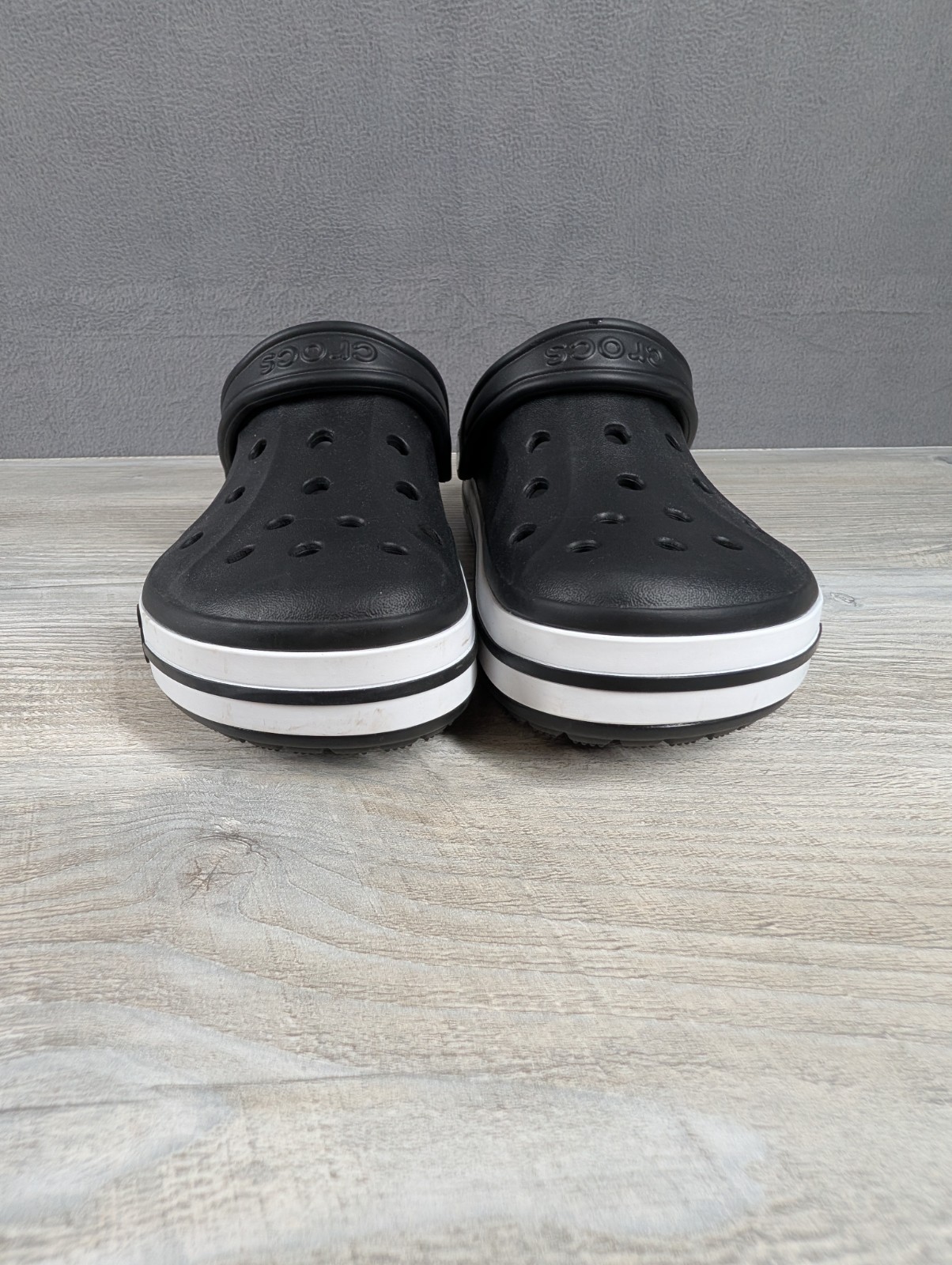Crocs Unisex M6 W8 Black White Bayaband Clogs Slip On Comfort Shoes New