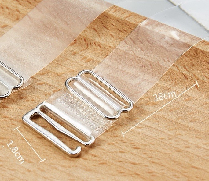 2 Pairs Clear Transparent Invisible Adjustable Shoulder Bra Straps, 1/1.5/1.8CM